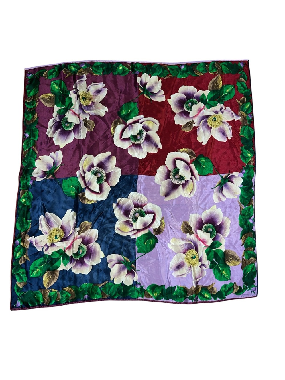 Oscar de la renta studio floral silk scarf head wrap purple flowers summer